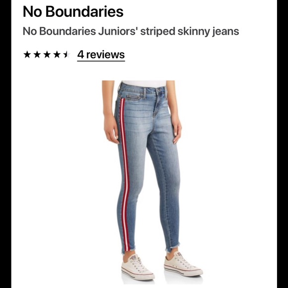 No Boundaries Denim - No Boundaries Juniors Striped Skinny Jeans